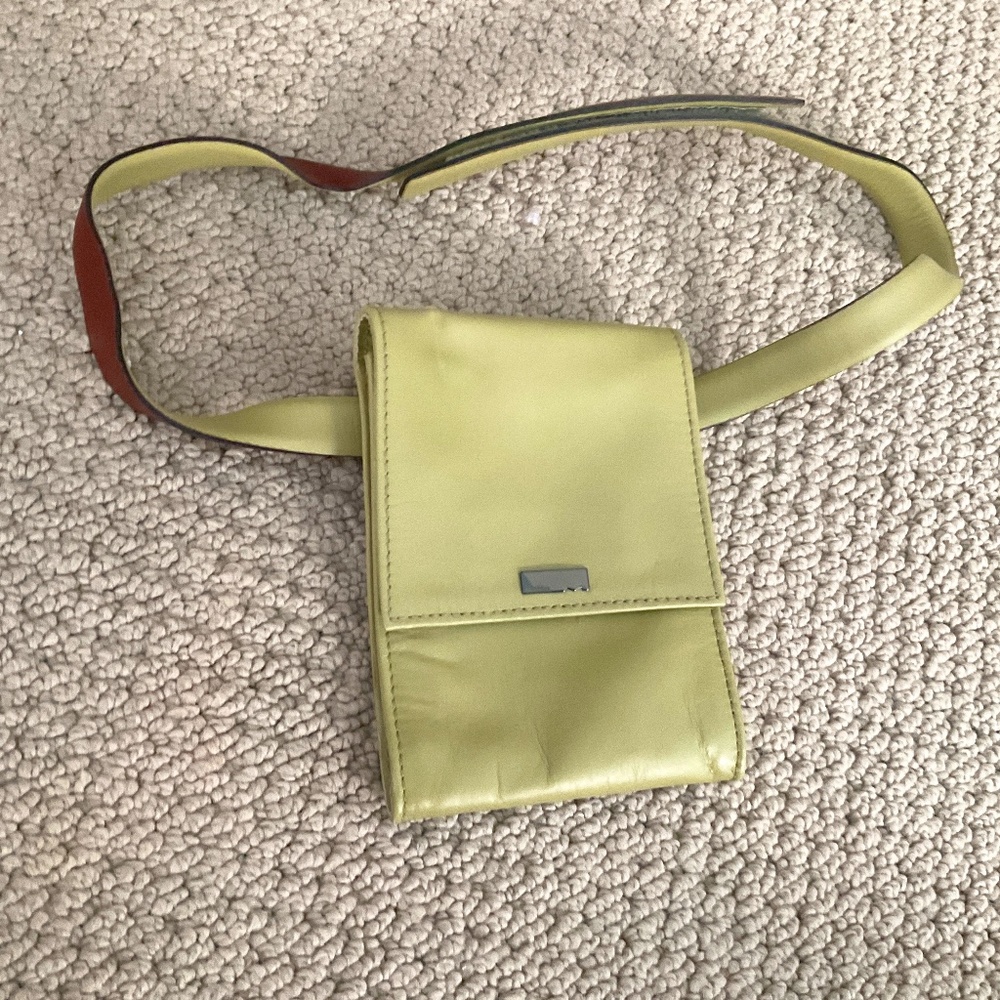 Green and brown satchel
